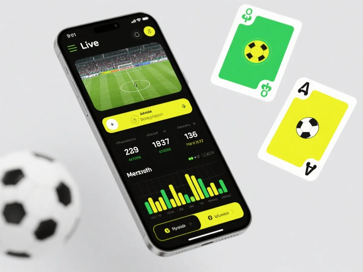 手機查看世界盃滾球投注與即時賠率資訊示意